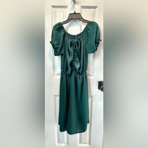 Cute Forest Green Women's Tie-Front Midi Dress